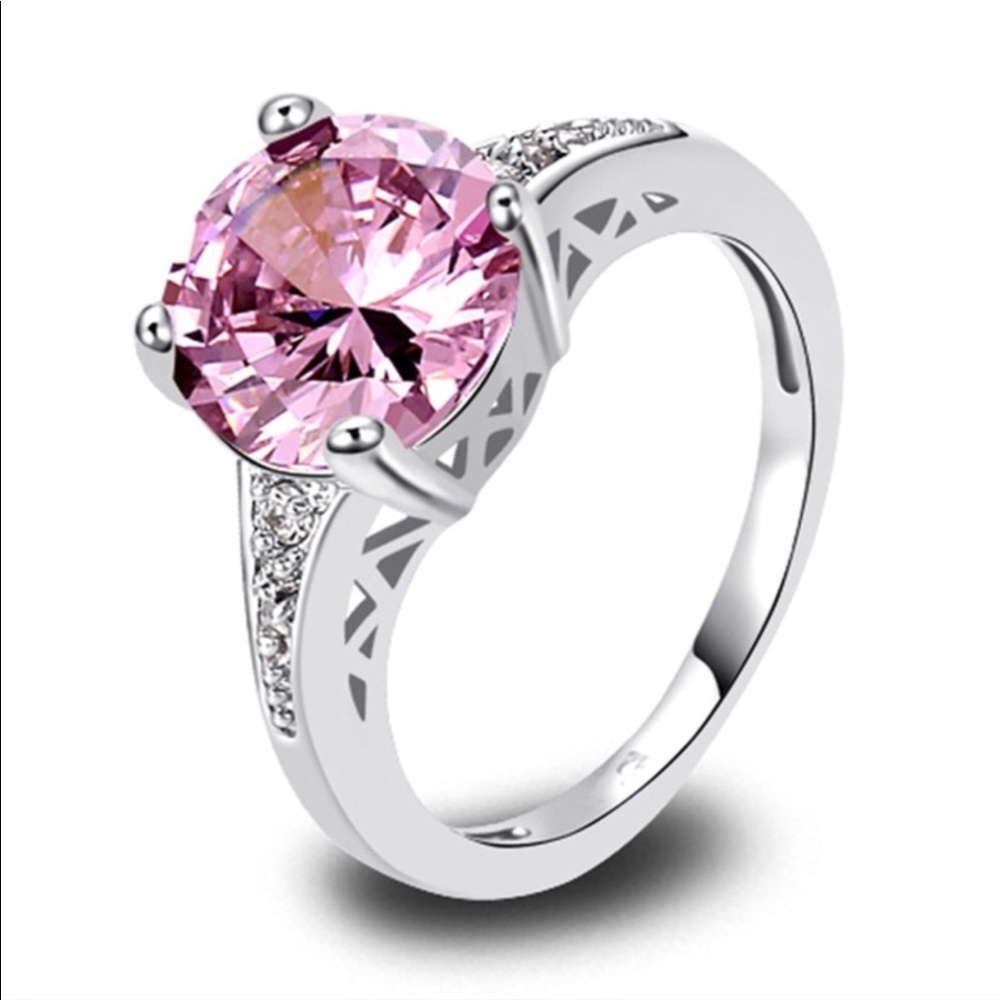 925 pink & white topaz ring